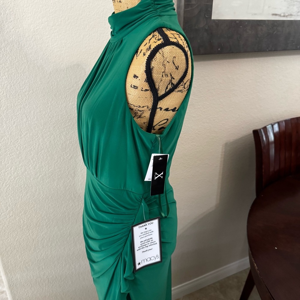 NWT XSCAPE Women's High-Neck Ruffled-Front Sheath Dress - Picture 11 of 15